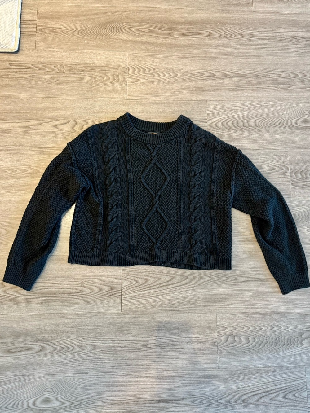 100% Organic Cotton Cropped Cable Crew Sweater